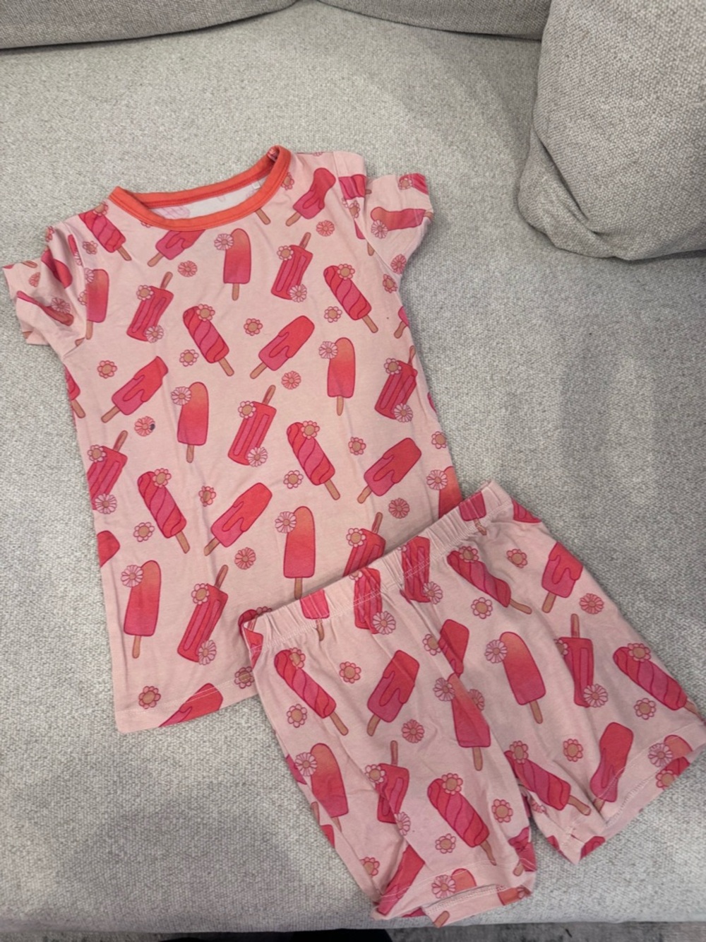 Girls Pink Popsicle Short-Sleeve Pajama Set